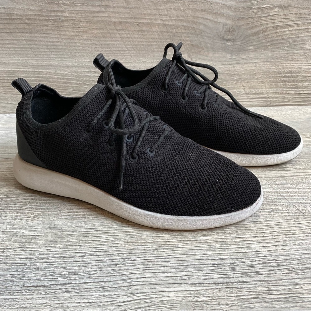 Aldo comfortable black fabric mesh lace up slip on sneakers white bottom 8.5 - Picture 2 of 10